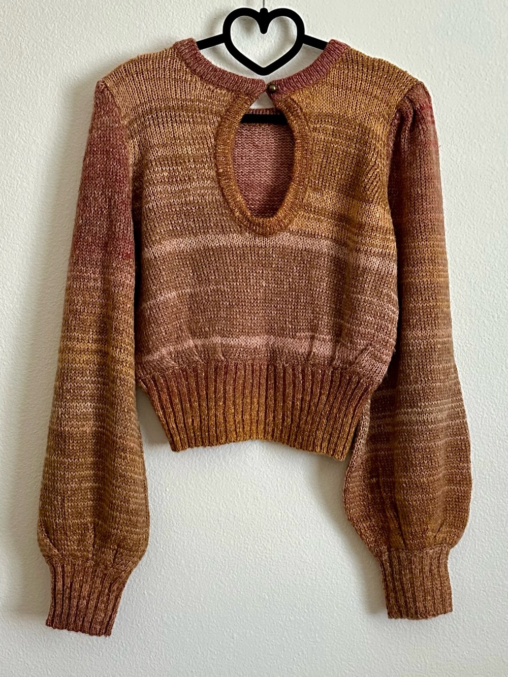 L*SPACE Rust Orange Red Balloon Sleeve Cropped Juniper Sweater Size S - Picture 2 of 12